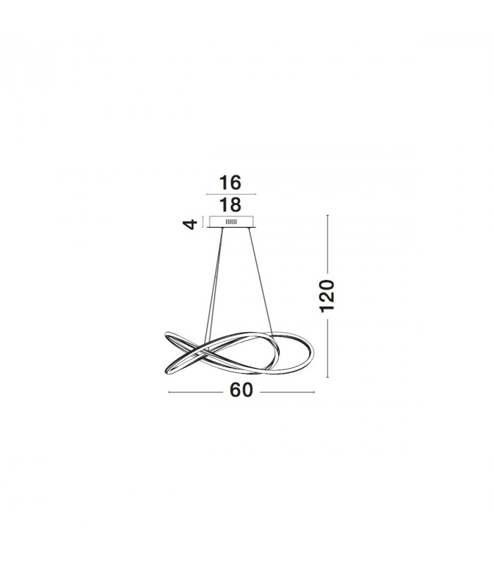 Martino Integrated LED Pendant Ceiling Light Chrome Aluminium LED 50W 3250Lm 3000K-4