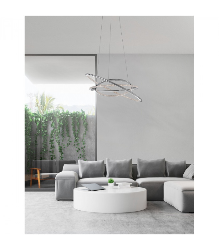 Livorno Integrated LED Pendant Ceiling Light Chrome Aluminium Adjustable LED 55W 3900Lm 3000K-2