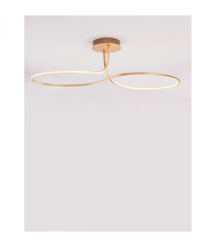 Fungo Integrated LED Semi Flush Light Gold Leaf Aluminium LED 47W 2630Lm 3000K-2