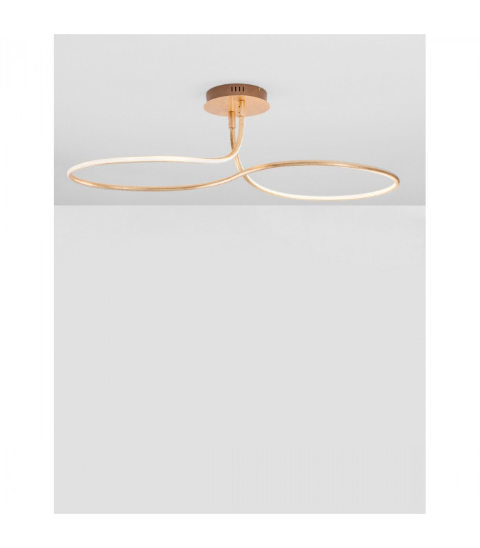 Fungo Integrated LED Semi Flush Light Gold Leaf Aluminium LED 47W 2630Lm 3000K-3