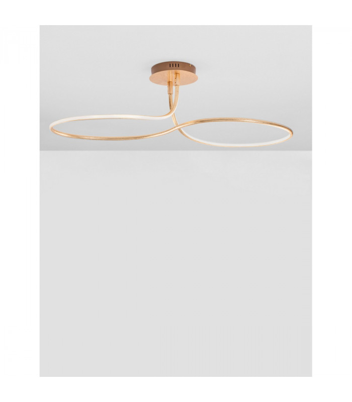 Fungo Integrated LED Semi Flush Light Gold Leaf Aluminium LED 47W 2630Lm 3000K-4
