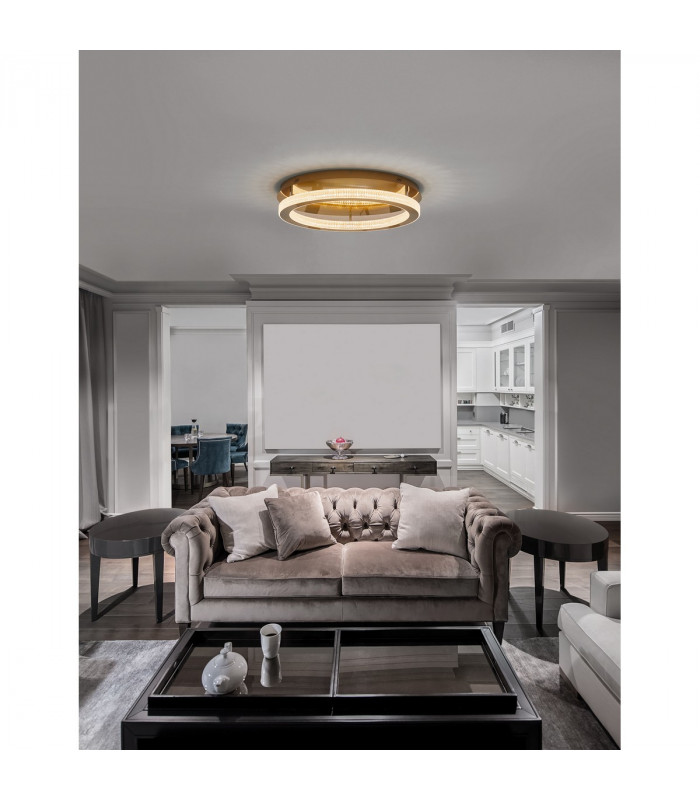 Fiore Integrated LED Semi Flush Light Antique Gold Brass Aluminium LED 60W 3530Lm 3000K-2