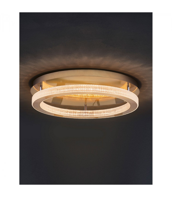 Fiore Integrated LED Semi Flush Light Antique Gold Brass Aluminium LED 60W 3530Lm 3000K-5