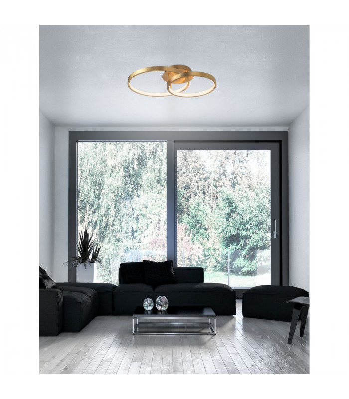 Leon Integrated LED Semi Flush Light Golden Leaf Aluminium LED 44W 2650Lm 3000K-2