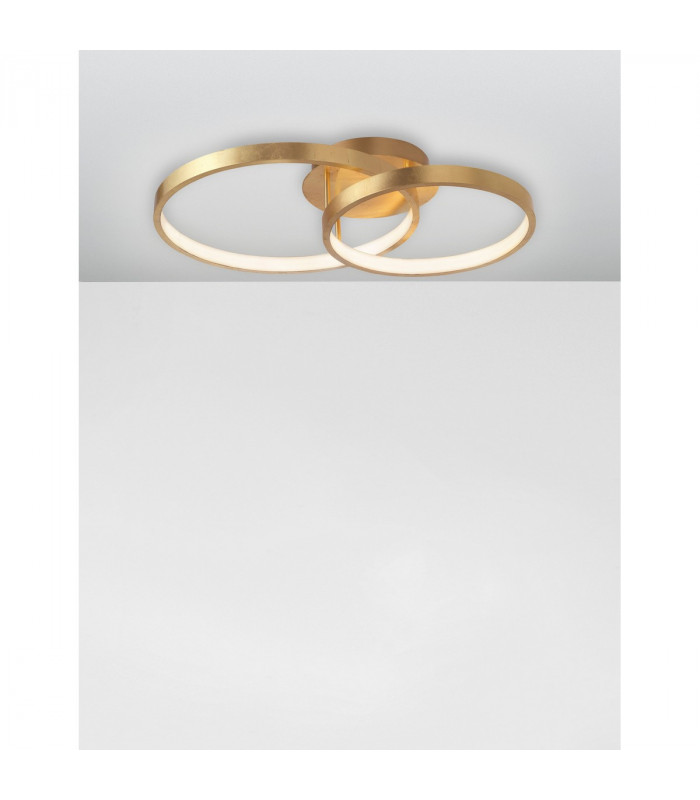 Leon Integrated LED Semi Flush Light Golden Leaf Aluminium LED 44W 2650Lm 3000K-3