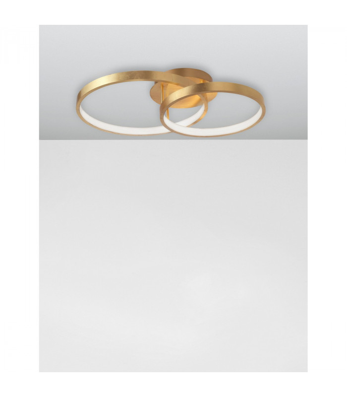 Leon Integrated LED Semi Flush Light Golden Leaf Aluminium LED 44W 2650Lm 3000K-4