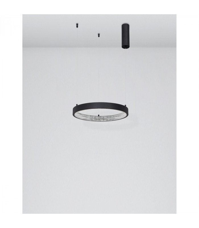 Preston 40cm Integrated LED Pendant Ceiling Light Dimmable Sandy Black Aluminium LED 25W 1800Lm 3000K-3