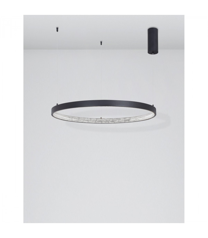 Preston 80cm Integrated LED Pendant Ceiling Light Dimmable Sandy Black Aluminium LED 50W 2727Lm 3000K-3