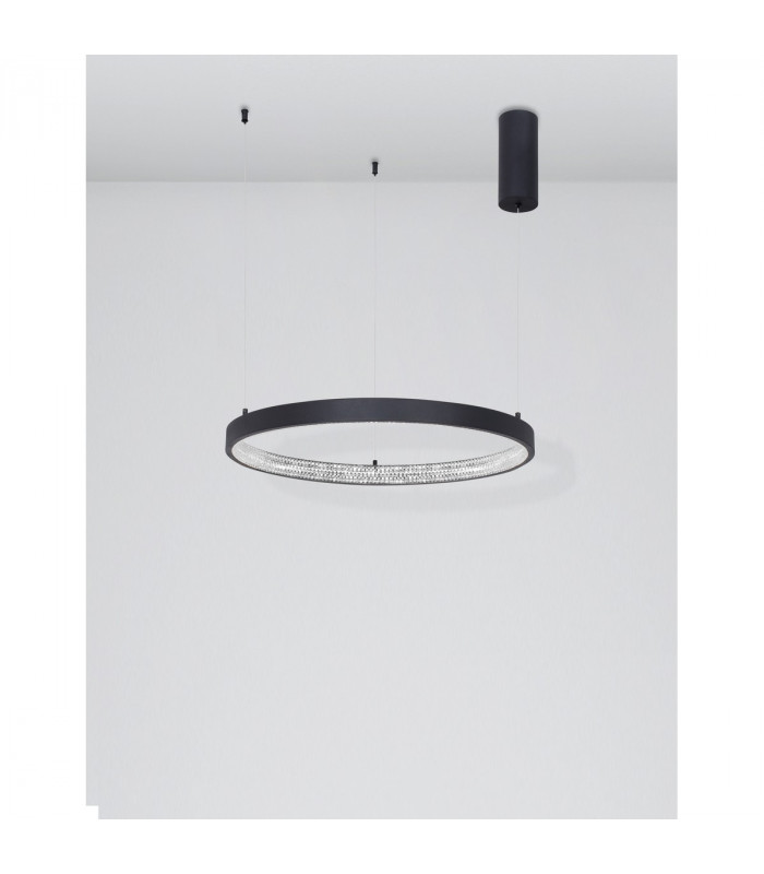 Preston 60cm Integrated LED Pendant Ceiling Light Dimmable Sandy Black Aluminium LED 37W 2264Lm 3000K-3