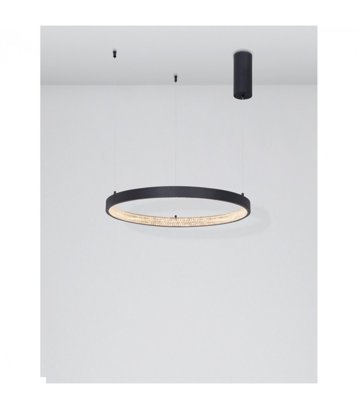 Preston 60cm Integrated LED Pendant Ceiling Light Dimmable Sandy Black Aluminium LED 37W 2264Lm 3000K-4