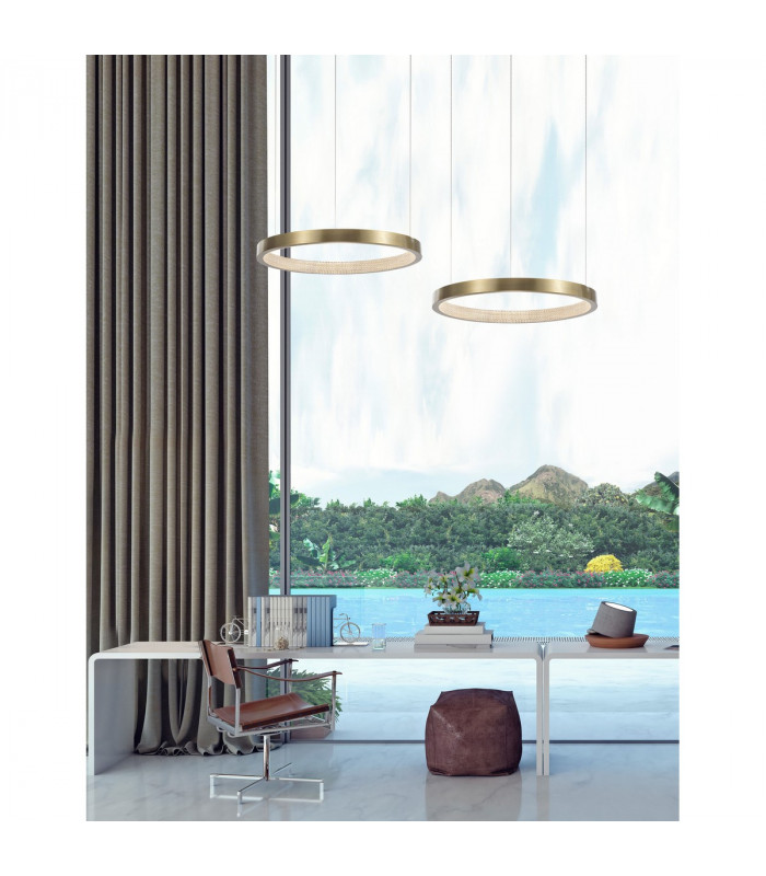 Vegas 45cm Integrated LED Pendant Ceiling Light Antique Brass Aluminium LED 18W 1020Lm 3000K-2