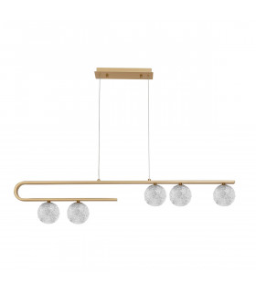 Mirano 5 Light Bar Pendant Ceiling Light Clear Structured Glass Brass Gold LED G9-1