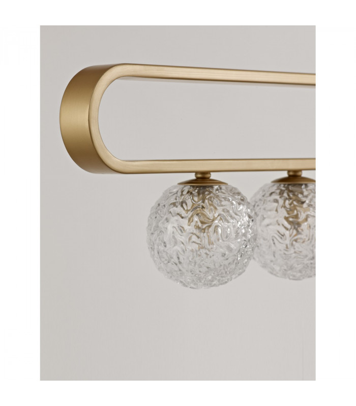 Mirano 5 Light Bar Pendant Ceiling Light Clear Structured Glass Brass Gold LED G9-3