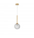 Mirano Globe Pendant Ceiling Light Clear Structured Glass Brushed Gold Steel LED G9-1