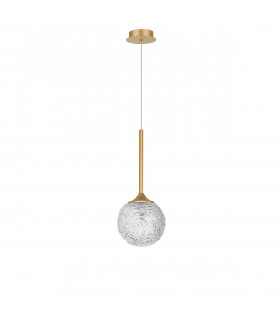 Mirano Globe Pendant Ceiling Light Clear Structured Glass Brushed Gold Steel LED G9-1