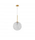 Mirano Globe Pendant Ceiling Light Clear Structured Glass Brushed Gold Steel LED E27-1