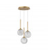 Mirano 3 Light Cluster Pendant Ceiling Light Clear Structured Glass Brushed Gold Steel LED G9-1