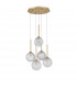 Mirano 5 Light Cluster Pendant Ceiling Light Clear Structured Glass Brushed Gold Steel LED G9 IP20-1