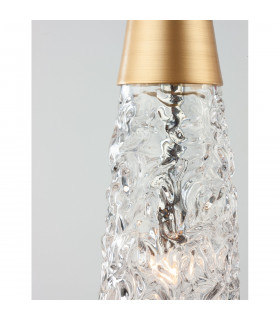 Kovac Slim Pendant Ceiling Light Brushed Gold Steel Clear Structured Glass LED G9-2