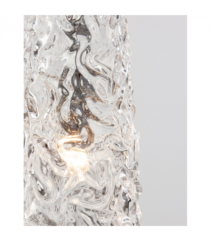 Kovac Slim Pendant Ceiling Light Brushed Gold Steel Clear Structured Glass LED G9-5