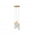 Kovac 3 Light Cluster Pendant Ceiling Light Brushed Gold Steel Clear Structured Glass LED G9-1