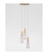 Kovac 3 Light Cluster Pendant Ceiling Light Brushed Gold Steel Clear Structured Glass LED G9-3