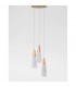Kovac 3 Light Cluster Pendant Ceiling Light Brushed Gold Steel Clear Structured Glass LED G9-4