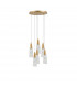 Kovac 6 Light Cluster Pendant Ceiling Light Brushed Gold Steel Clear Structured Glass LED G9-1