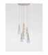 Kovac 6 Light Cluster Pendant Ceiling Light Brushed Gold Steel Clear Structured Glass LED G9-2
