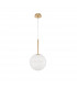 Cantona Globe Pendant Ceiling Light White Opal Glass Brass Gold LED E27-1