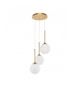 Cantona 3 Light Cluster Pendant Ceiling Light White Opal Glass Brass Gold LED G9-1