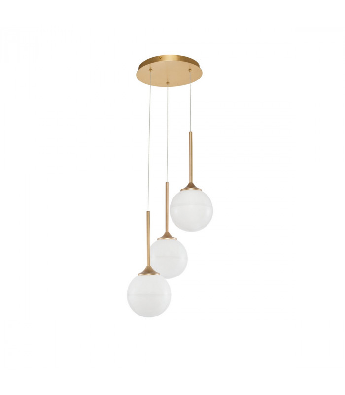 Cantona 3 Light Cluster Pendant Ceiling Light White Opal Glass Brass Gold LED G9-1
