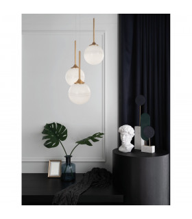Cantona 3 Light Cluster Pendant Ceiling Light White Opal Glass Brass Gold LED G9-2