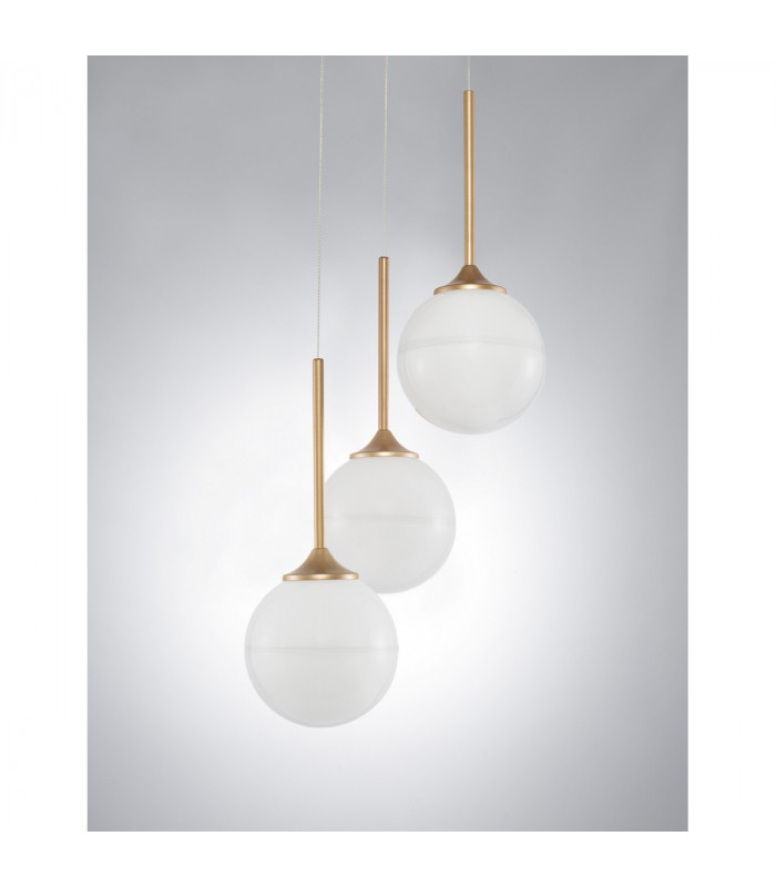 Cantona 3 Light Cluster Pendant Ceiling Light White Opal Glass Brass Gold LED G9-3