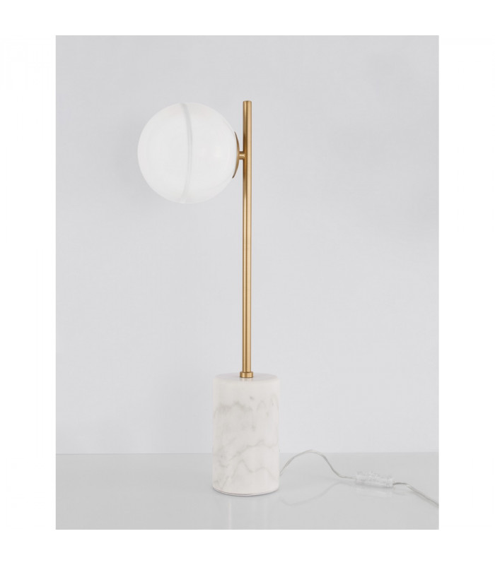 Cantona Globe Table Lamp White Opal Glass Brass Gold Marble LED G9-3