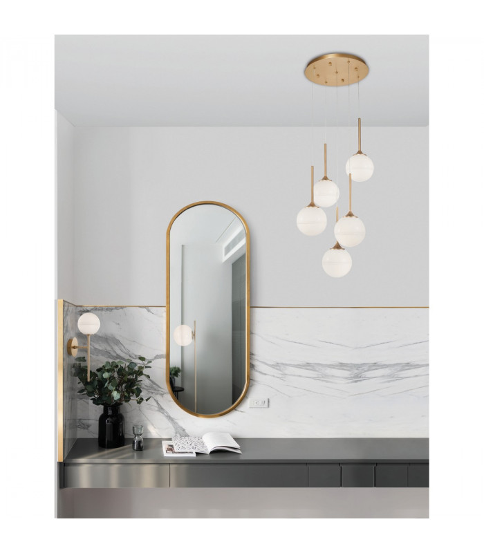 Cantona Wall Lamp White Opal Glass Brass Gold LED G9-2