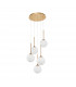 Cantona 5 Light Cluster Pendant Ceiling Light White Opal Glass Brass Gold LED G9-1