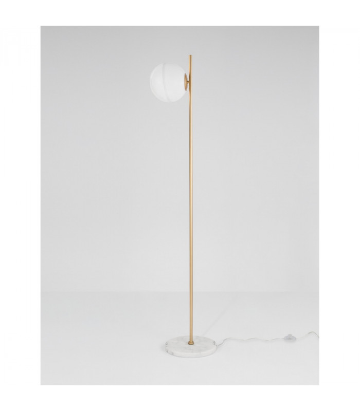 Cantona Floor Lamp White Opal Glass Brass Gold Marble LED E27-3