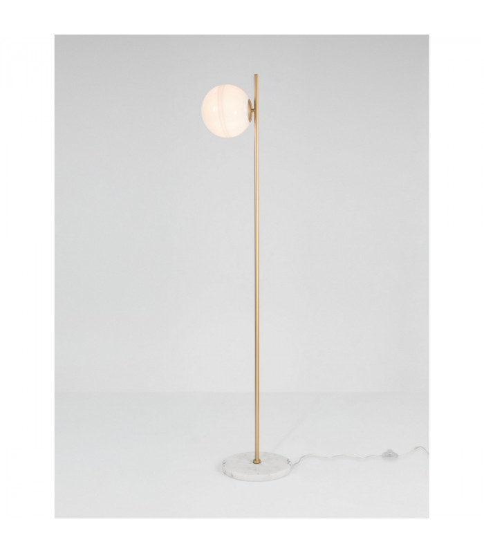 Cantona Floor Lamp White Opal Glass Brass Gold Marble LED E27-4