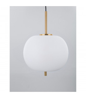 Lato 30cm Globe Pendant Ceiling Light Opal Glass Antique Brass Metal Black Fabric Wire LED E27-1