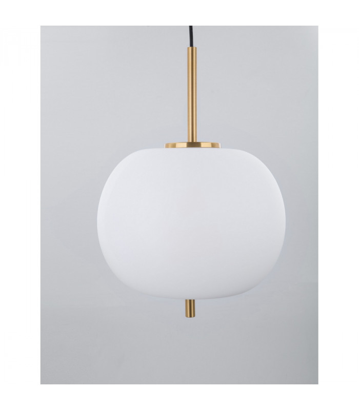 Lato 30cm Globe Pendant Ceiling Light Opal Glass Antique Brass Metal Black Fabric Wire LED E27-1