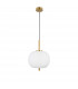 Lato 30cm Globe Pendant Ceiling Light Opal Glass Antique Brass Metal Black Fabric Wire LED E27-3