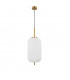 Lato 22cm Globe Pendant Ceiling Light Opal Glass Antique Brass Metal Black Fabric Wire LED E27-1