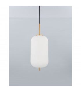 Lato 22cm Globe Pendant Ceiling Light Opal Glass Antique Brass Metal Black Fabric Wire LED E27-2