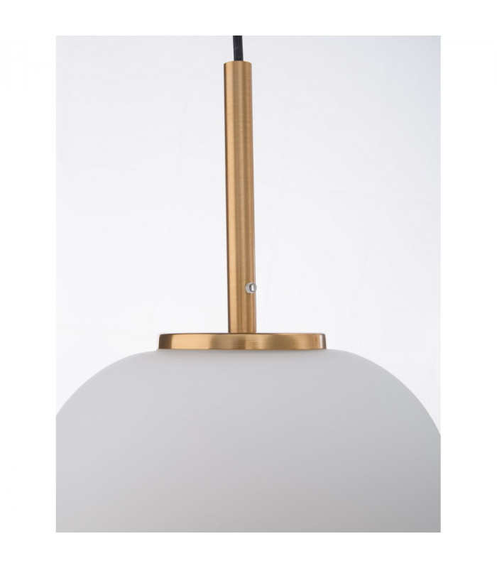 Lato 22cm Globe Pendant Ceiling Light Opal Glass Antique Brass Metal Black Fabric Wire LED E27-3