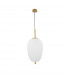 Lato 27cm Globe Pendant Ceiling Light Opal Glass Antique Brass Metal Black Fabric Wire LED E27-1