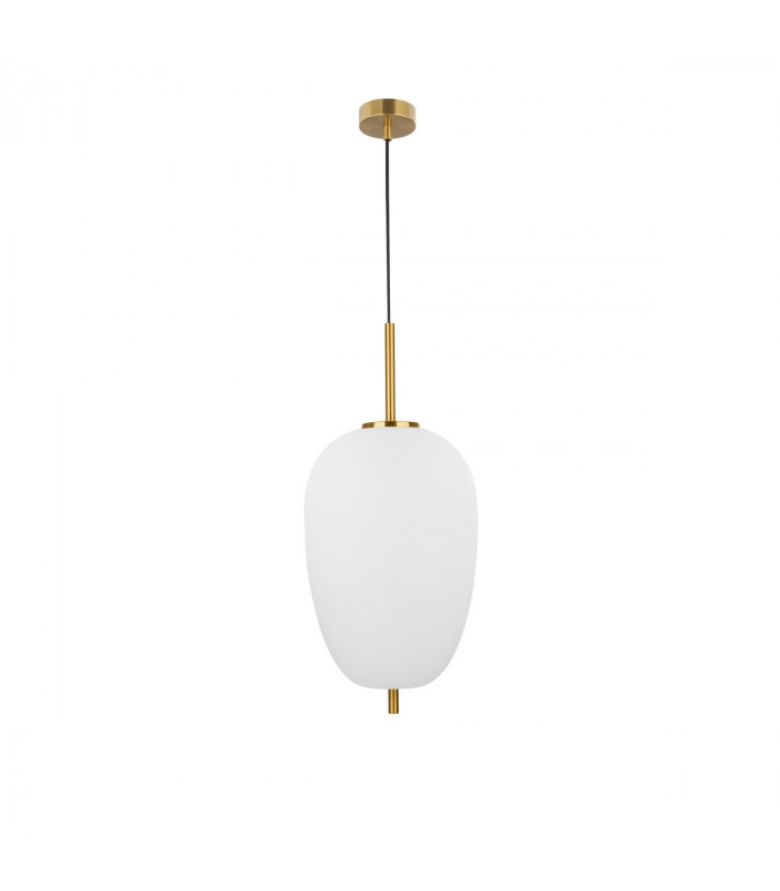 Lato 27cm Globe Pendant Ceiling Light Opal Glass Antique Brass Metal Black Fabric Wire LED E27-1