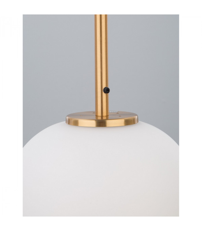 Lato 27cm Globe Pendant Ceiling Light Opal Glass Antique Brass Metal Black Fabric Wire LED E27-4