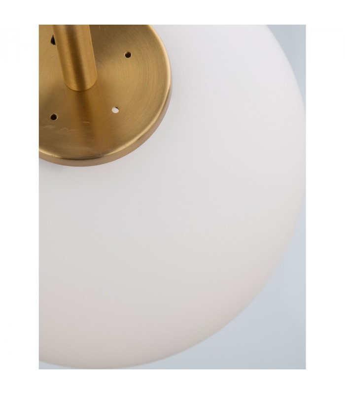 Lato 27cm Globe Pendant Ceiling Light Opal Glass Antique Brass Metal Black Fabric Wire LED E27-5