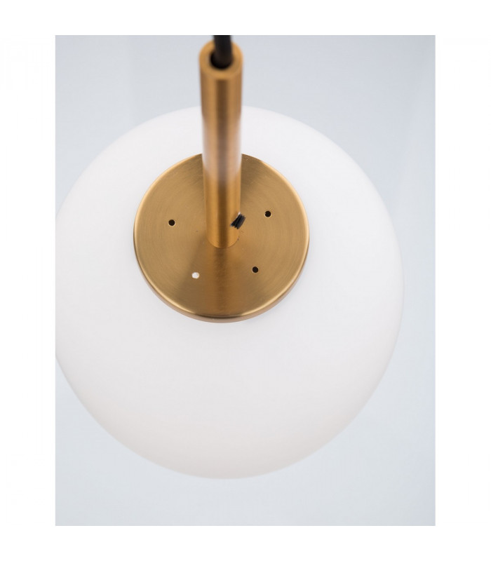 Lato 27cm Globe Pendant Ceiling Light Opal Glass Antique Brass Metal Black Fabric Wire LED E27-6